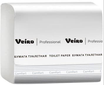 Бумага туалетная 2-слойная Veiro Comfort TV201 листовая (макулатура), 250 лист/уп, РФ М